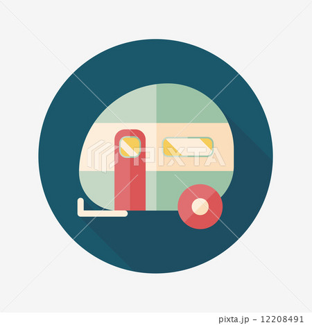 Travel trailer flat icon with long shadow 12208491