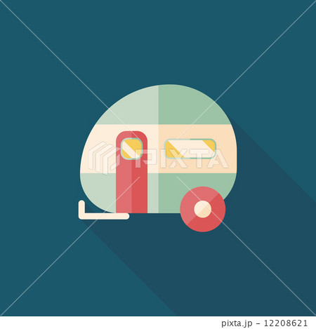 Travel trailer flat icon with long shadow Travel trailer flat icon with long shadow 12208621
