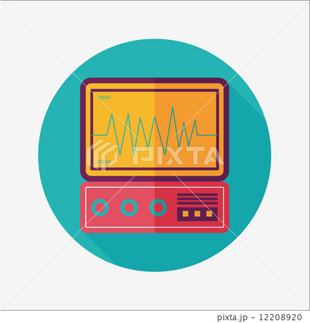 monitor in the ICU flat icon with long shadow 12208920