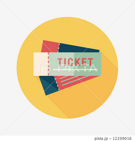 Ticket flat icon with long shadow 12209016