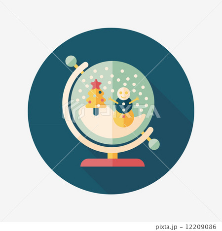 snow globe and gifts flat icon with long shadow,eps 10 12209086