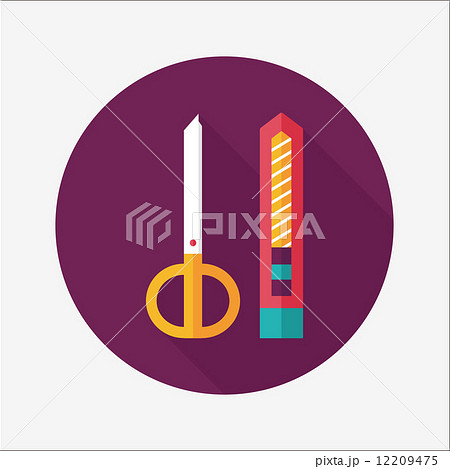 Scissors and paper knife flat icon with long shadow,eps10 12209475
