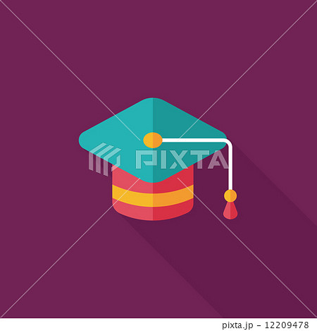 Education Cap flat icon with long shadow,eps10 12209478