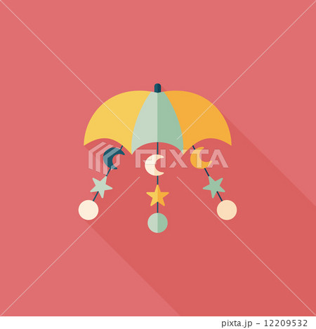 Baby crib hanging toy flat icon with long shadow,EPS 10 12209532