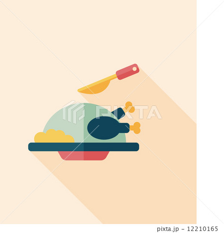Grill chicken flat icon with long shadow,eps10 12210165