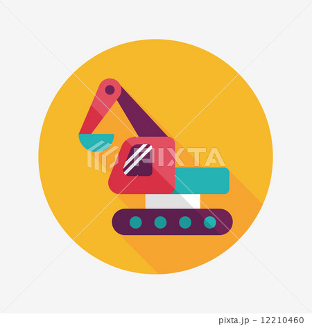 Excavator digger flat icon with long shadow,eps 10 12210460