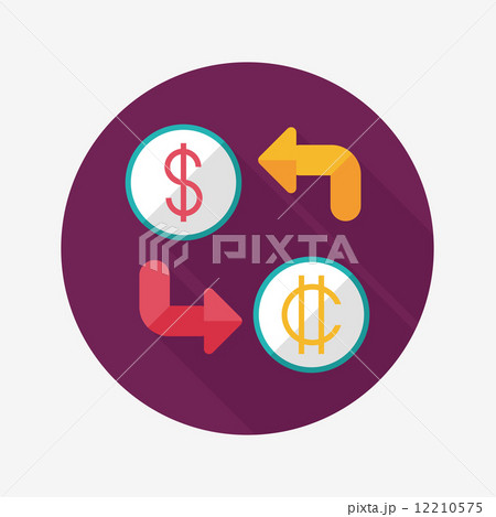 Currency exchange flat icon with long shadow 12210575