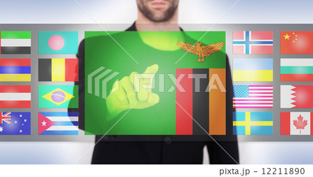 Hand pushing on a touch screen interface 12211890