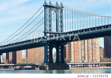 Manhattan Bridge and skyline view from Brooklyn Manhattan Bridge and skyline view from Brooklyn 12216256