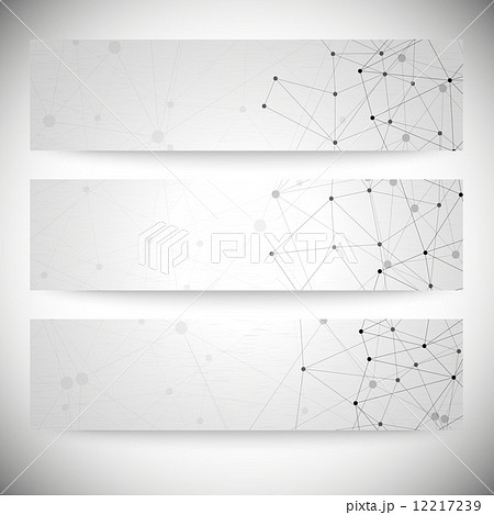 Set of horizontal banners. Molecule structure, gray background for communication, vector illustratio 12217239