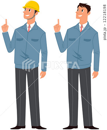 説明する作業服の男性 12218198