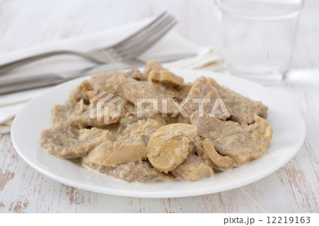 pork with mushrooms on the plate pork with mushrooms on the plate 12219163