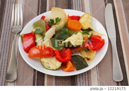 grilled vegetables on the plate 12219175