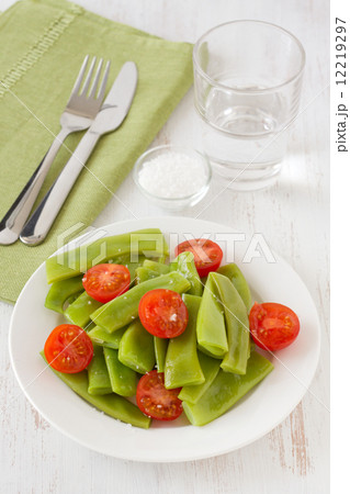 salad green beans and tomato on the plate 12219297