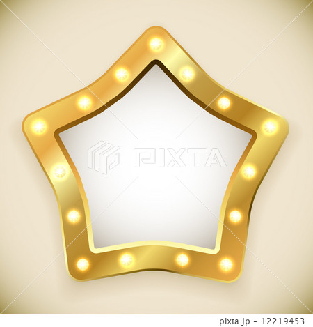Blank golden star frame with light bulbs vector illustration. Blank golden star frame with light bulbs vector illustration. 12219453