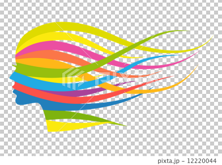 Woman with flowing multicolored long hair, vector illustration 12220044