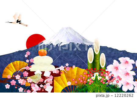 富士山 門松 背景のイラスト素材