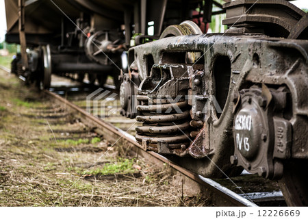 Bogie. Close-up of old train detail Bogie. Close-up of old train detail 12226669