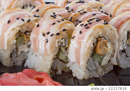Sushi close up us background 12227610