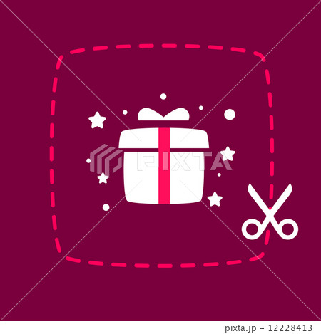 bright scissors cut sticker with a gift box bright scissors cut sticker with a gift box 12228413
