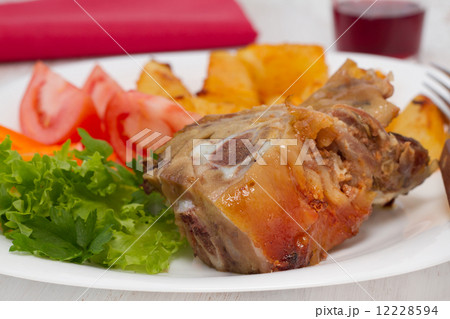 pork with potato and salad pork with potato and salad 12228594