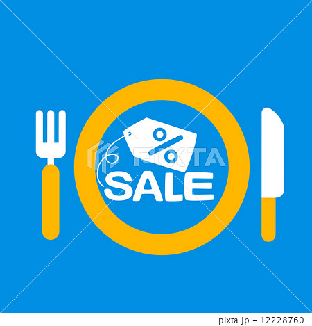 plate with knife and fork with an icon of sale 12228760