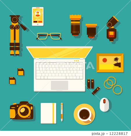 Illustration of workplace of photographer Illustration of workplace of photographer 12228817
