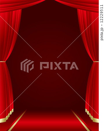 Red curtains background Vector 12229511