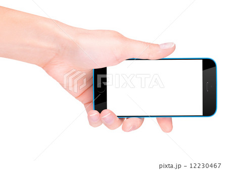Hand holding Black Smartphone with blank screen 12230467
