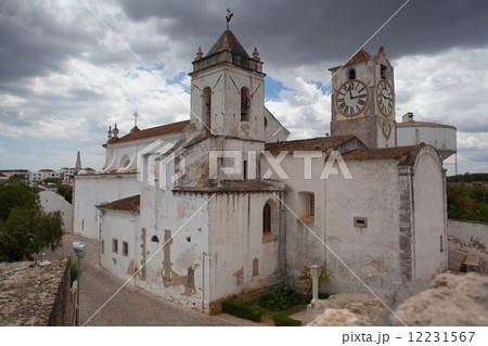 Church of Santa Maria do Castelo before storm,,Tavira, Algarve, 12231567