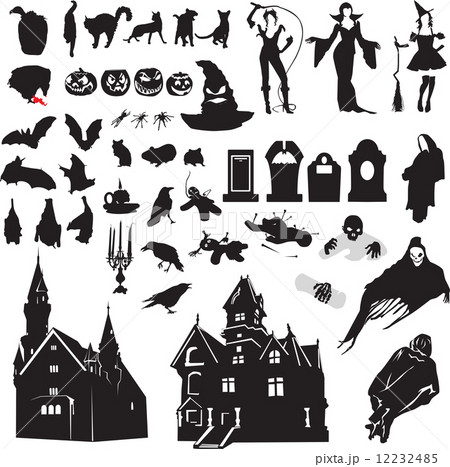 set of silhouettes symbolizing halloween set of silhouettes symbolizing halloween 12232485