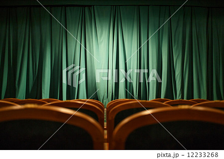 Theater stage green curtains Theater stage green curtains 12233268