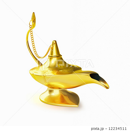 Golden Aladdin Magic Genie Lamp Isolatedのイラスト素材