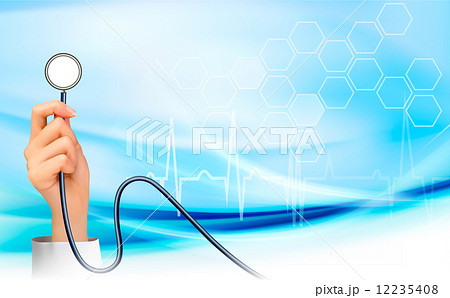 Background with hand holding a stethoscope. Vector Background with hand holding a stethoscope. Vector 12235408
