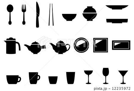 食器 キッチン用品 アイコン セットのイラスト素材