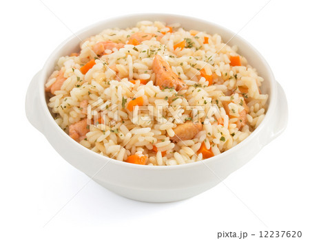 bowl full of rice on white 12237620