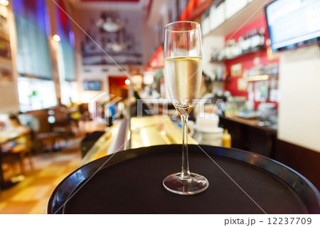glass of champagne in cafe 12237709