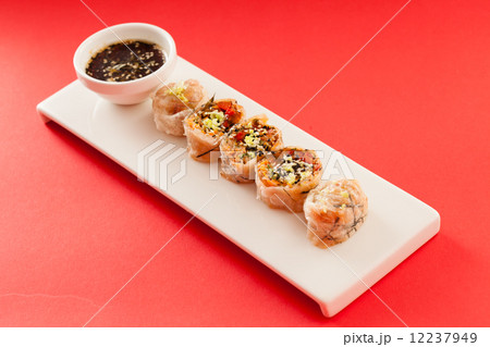 spring rolls with soy sauce spring rolls with soy sauce 12237949