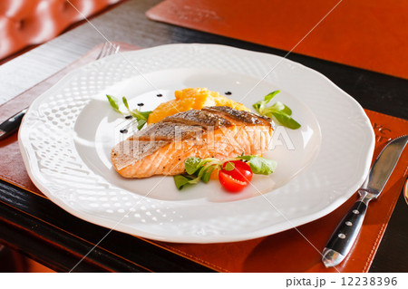 salmon steak in the bar salmon steak in the bar 12238396