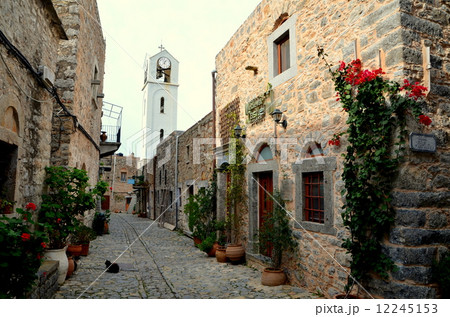 ギリシャ　メスタ村の時計台 12245153