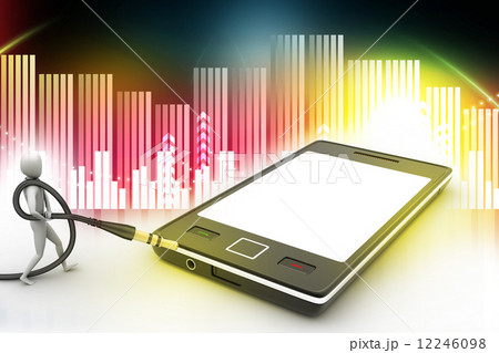 3d graphic with stylish man icon on a smart phone 12246098