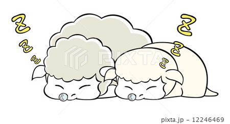 ねむり親子ひつじ Bのイラスト素材