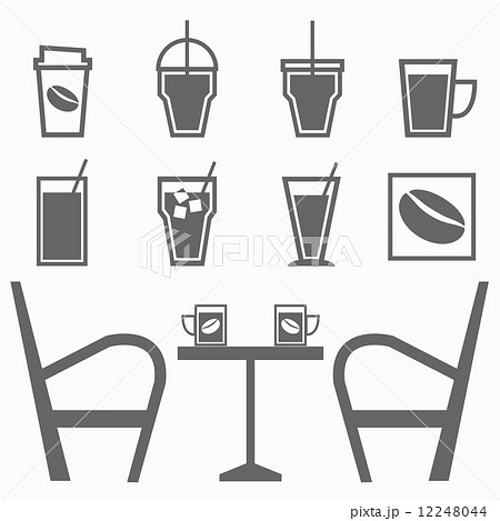 Set of drinks in coffee shop on white background 12248044