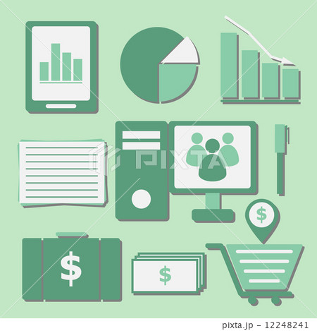 Set of internet investor at home color icons 12248241