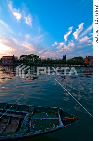 Italy Venice Burano island sunset Italy Venice Burano island sunset 12248633