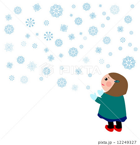 女の子 雪の結晶バックグラウンドのイラスト素材 12249327 Pixta