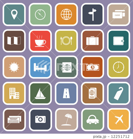 Travel flat icons on violet background 12251712
