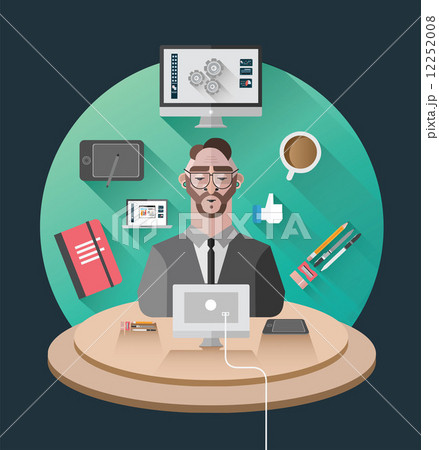 Businessman working at his desk vector 12252008