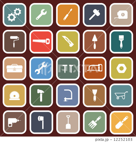Tool flat icons on red background Tool flat icons on red background 12252103