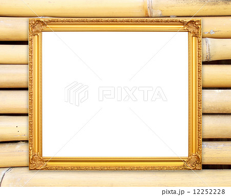 blank golden frame on bamboo wall blank golden frame on bamboo wall 12252228